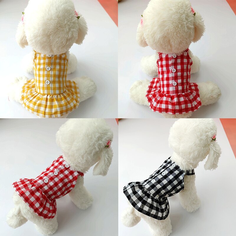 Plaid Huisdier Kleding Hond Kat Rok Teddy Bichon Chihuahua Kleine En Middelgrote Hond Jurk Katoen Doggie Jurk Kleding Voor Kleine honden