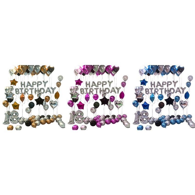 90Pcs Happy 18 Birthday Foil Number Balloons Metallic Globos 18Th Anniversary Birthday Party Decor Supplies