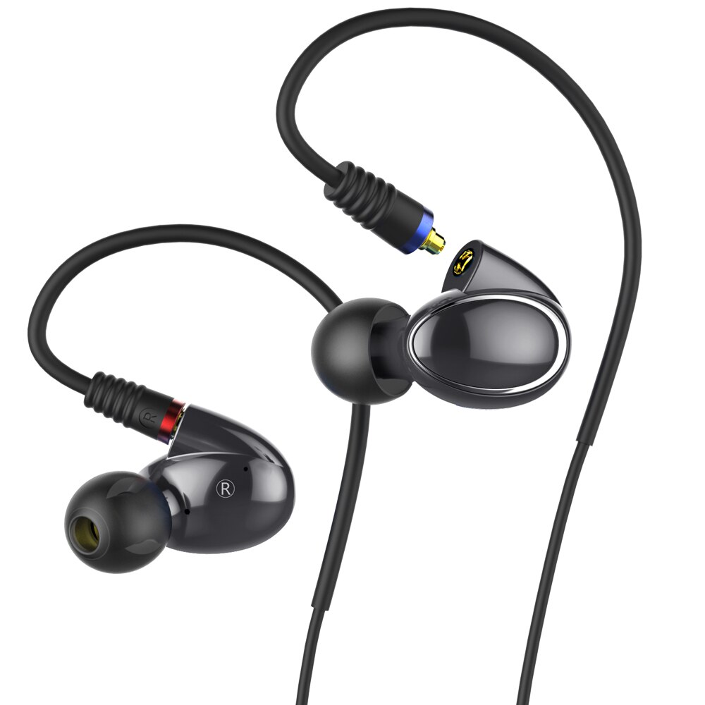 Fiio  fh1 dual driver hybrid in-ear hovedtelefoner/øretelefoner med android kompatibel mikrofon og fjernbetjening: Sort