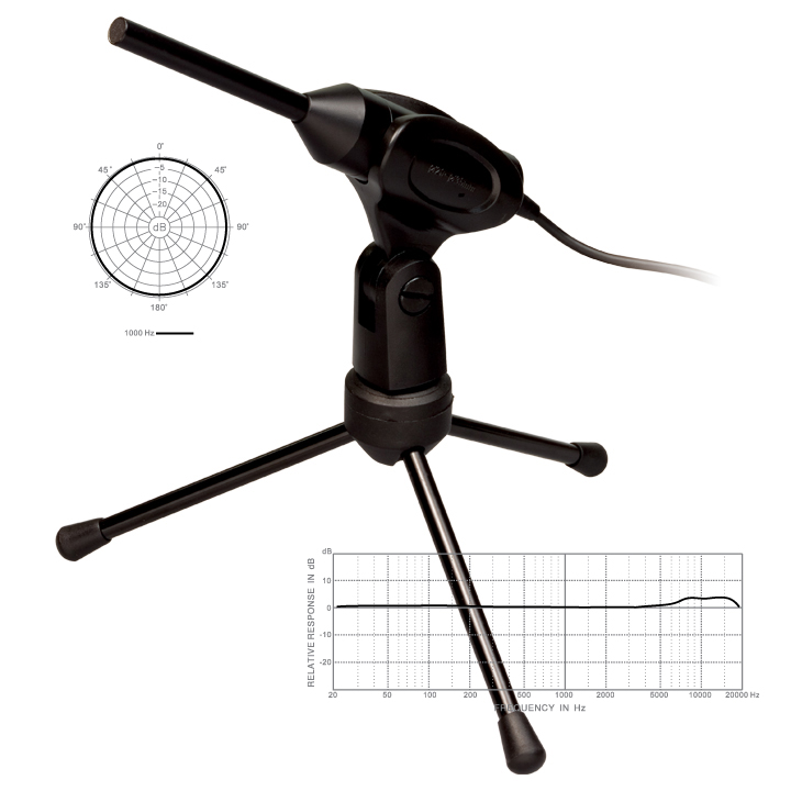 Superlux – MINI Microphone test E302, avec câble et support de bureau