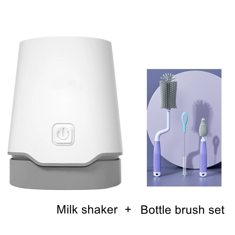 Batidor de leche ajustable para bebé, de inclinación para agitar la leche, más uniforme, sin burbujas, sin apelmazamiento, recargable por USB con Juego de cepillos para biberones: Set 1