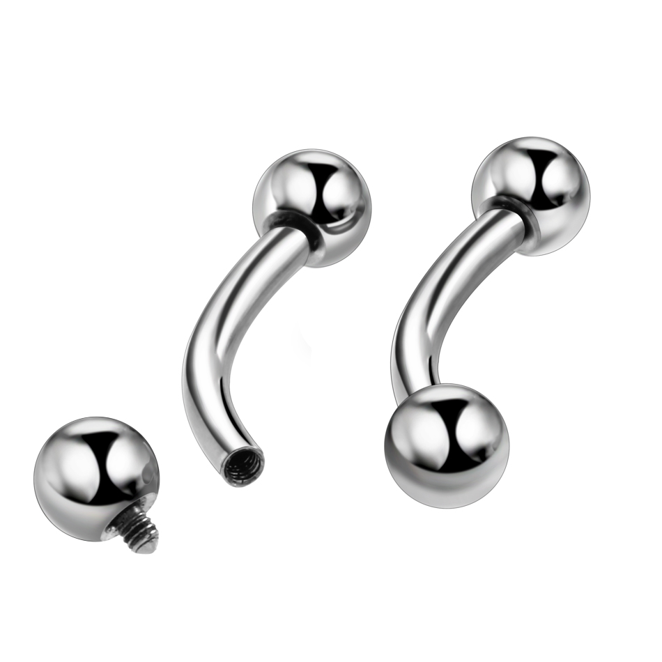 Piercings de cejas de titanio, joyería curvada de plátano con rosca interna, pendiente para ombligo, labio, lengua, 14G, 16G, 1 ud.