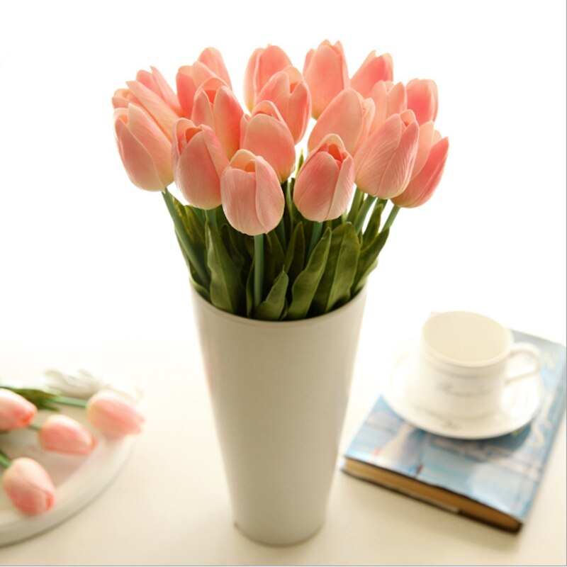 10 stk billig pu tulipan bukett høst dekorasjon vaser til hjemmedekor borddekking kunstige blomster bryllup dekorative blomster