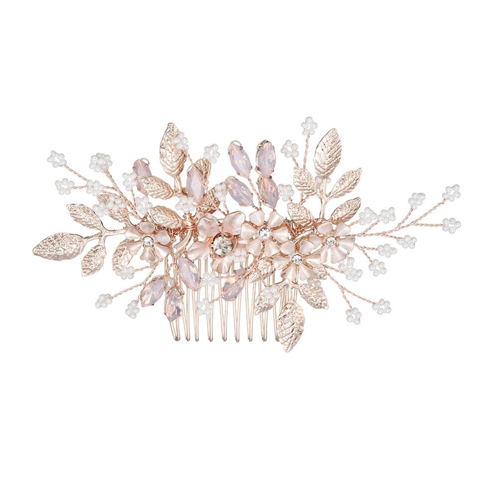 handgefertigt Rose Gold Tiara Haar Kämme Rosa Kristall Strass Stirnbänder Hochzeit Haarschmuck Braut Kopfschmuck Schmuck