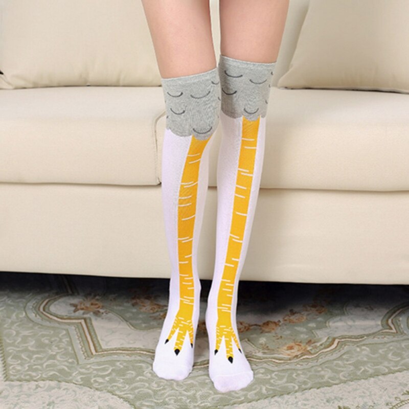 3D Funny Chicken Winter Autumn Women's Socks Cartoon Thigh High Sock cute Thin Toe Feet Socks Halloween Party cosplayD