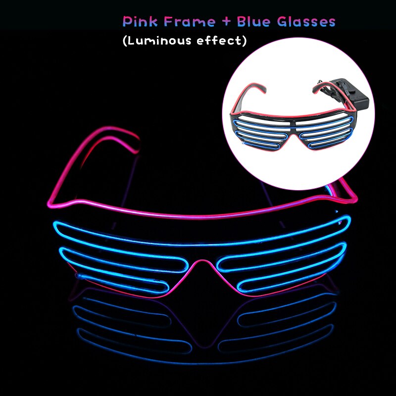 Gafas luminosas LED para Halloween, brillo de neón brillante, luz intermitente, gafas de sol de cristal para suministros de , disfraces de utilería: Z07