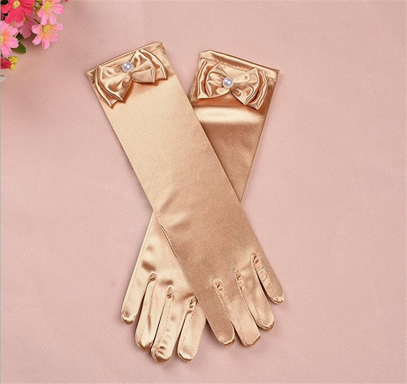 Gants longs en Satin Stretch pour enfants | 1 paire, nouvelle , gants de soirée d'opéra, accessoires pour vêtements de pour filles: Khaki
