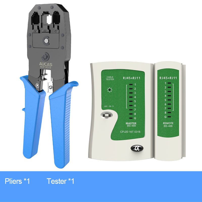 Aucas Rj45 Crimper Tool Krimpen Kabel Networking Draad Ratchet Tang Lan Kit RJ12 Gereedschap Punch Mikrotik Krimptang Apparatuur: Set 6