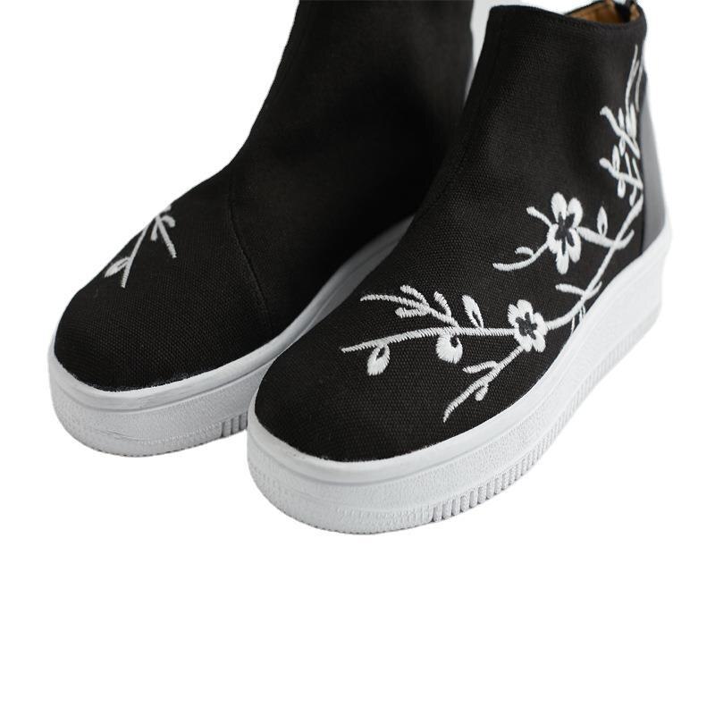 Hombre zapatillas de lona Kung Fu y Tai Chi Slip-On zapatos Flor de ciruela bordado zapatos con cremallera cierre cómodo calzado deportivo
