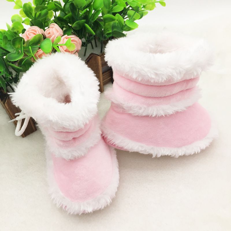 Winter Baby Meisjes Snowboots Infant Solid Lace Up Schoenen Prewalker Anti-Slip Laarzen 0-18 Maanden BS08