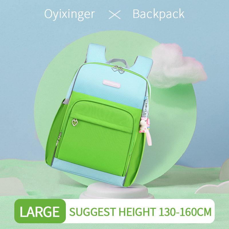 OYIXINGER Nylon Rucksack Atmungs Schul Für Primäbetreffend Studenten freundlicher Wasserdichte Junge Für Teenager Mädchen Patchwork Rucksack: groß Grün