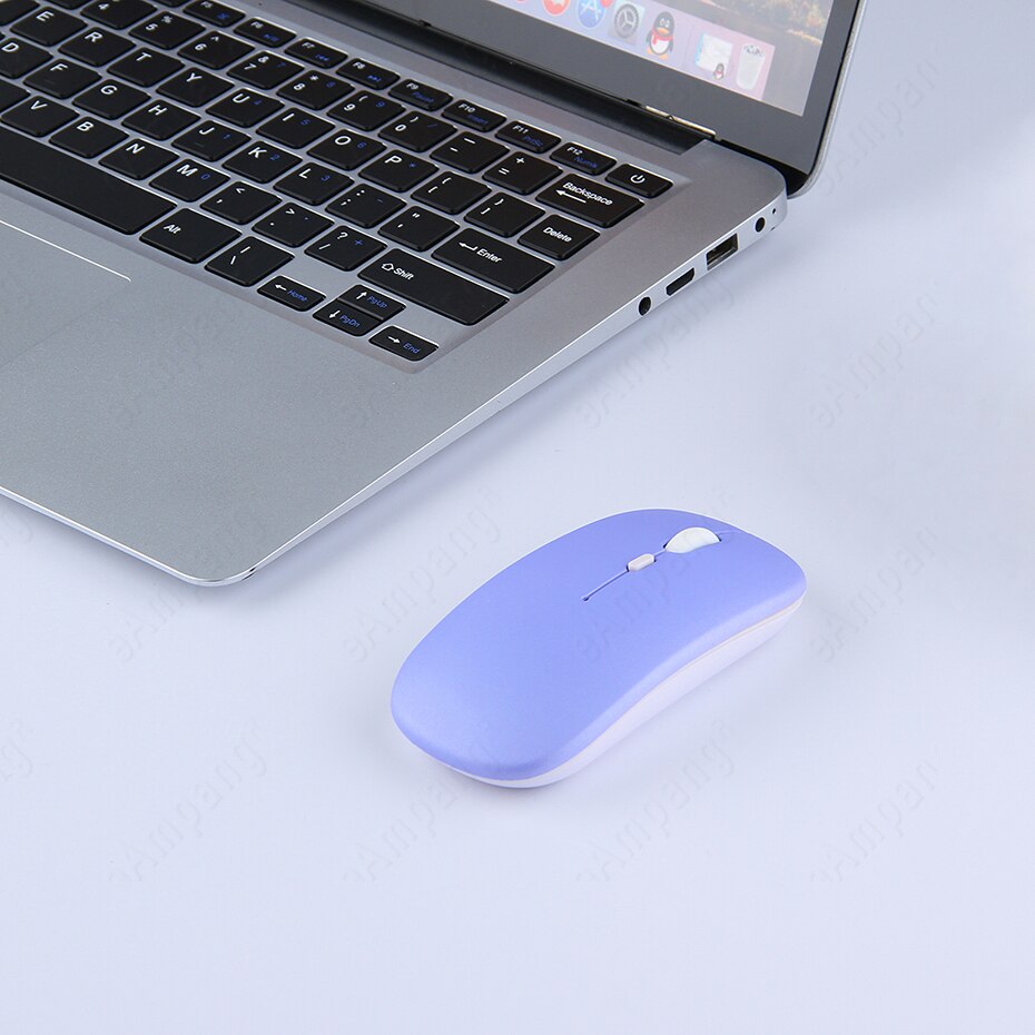 Ondersteuning Dual Model 2.4G Bluetooth Muis Voor Tablet Ipad Samsung Laptop Mackbook Pc Telefoon Iphone Oplaadbare Muis Mute Muizen: Paars