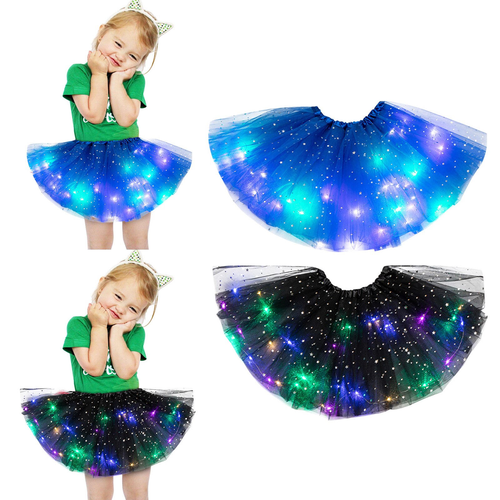 Kid Meisje Baby Tutu Rok Led Light Up Pettiskirt Ballet Kleding 2 Stuks Peuter Princess Party Dance Leuke Rokken Kinderen kleding