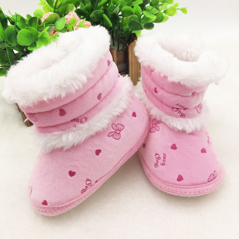 Fleece Winter Bootie Warme Baby Schuhe Stiefel Mädchen Boy Print Schnee Booties Gleitschutz Kinder Flache Krippe Schuhe