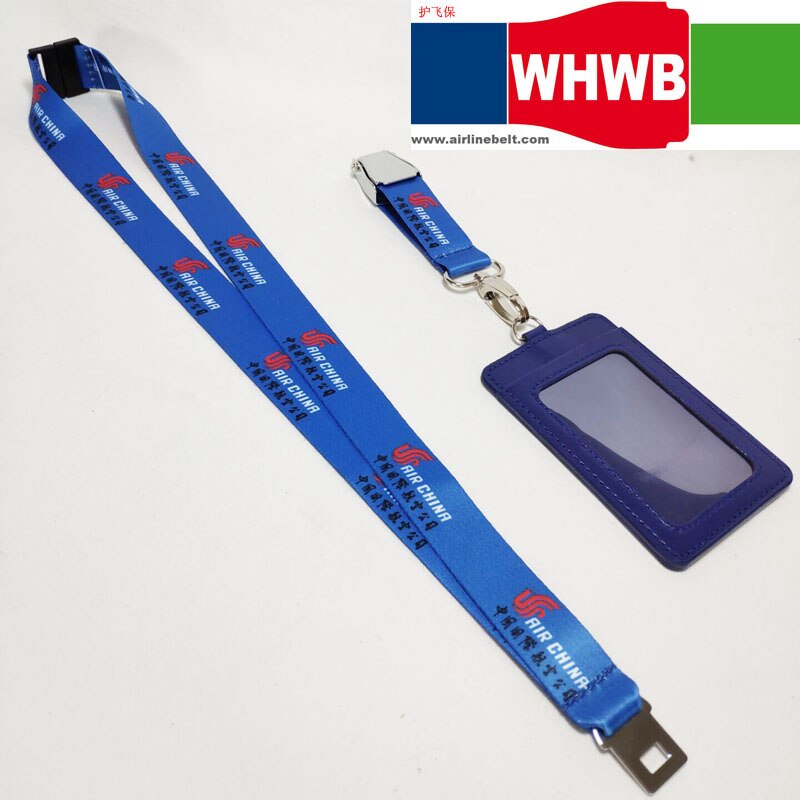 Air chine compagnie aérienne ceinture de sécurité avion boucle lanière ID badge carte titulaire pilote équipage compagnie bureau téléphone sangles