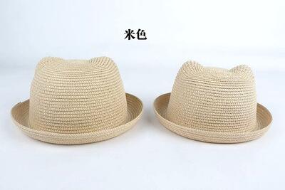 Stro Hoeden Kids Karakter Oor Decoratie Zomer Cap Baby Zonnehoed Voor Meisje Jongens Emmer Cap Voor Kinderen Hoed Strand panama Caps: 10