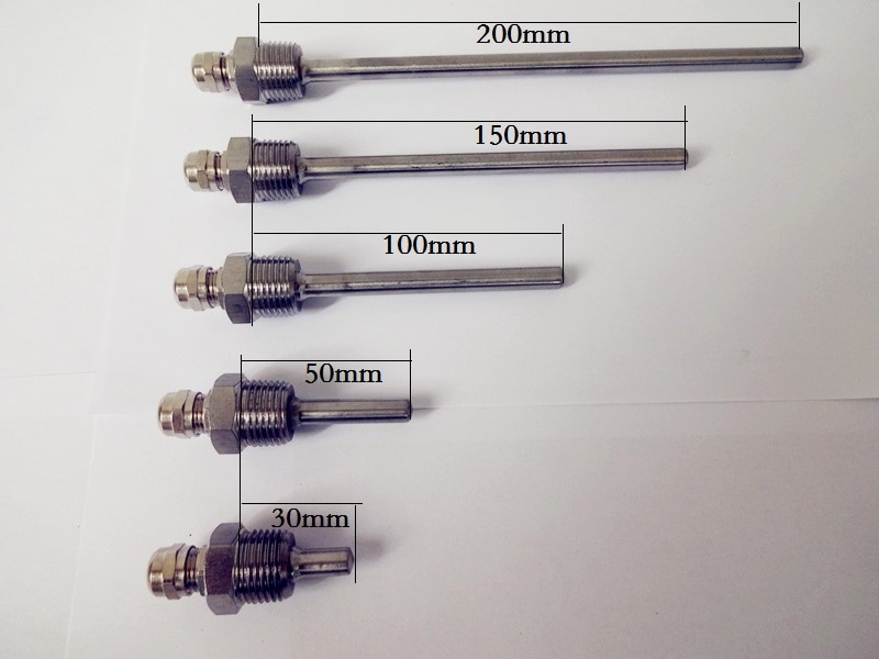 Thermowell. Length 30/50/100/150/200mm,Thread 1/2" (DN15) Stainless Steel 304 Homebrew Thermometer Part Home House Bar DIY Tools