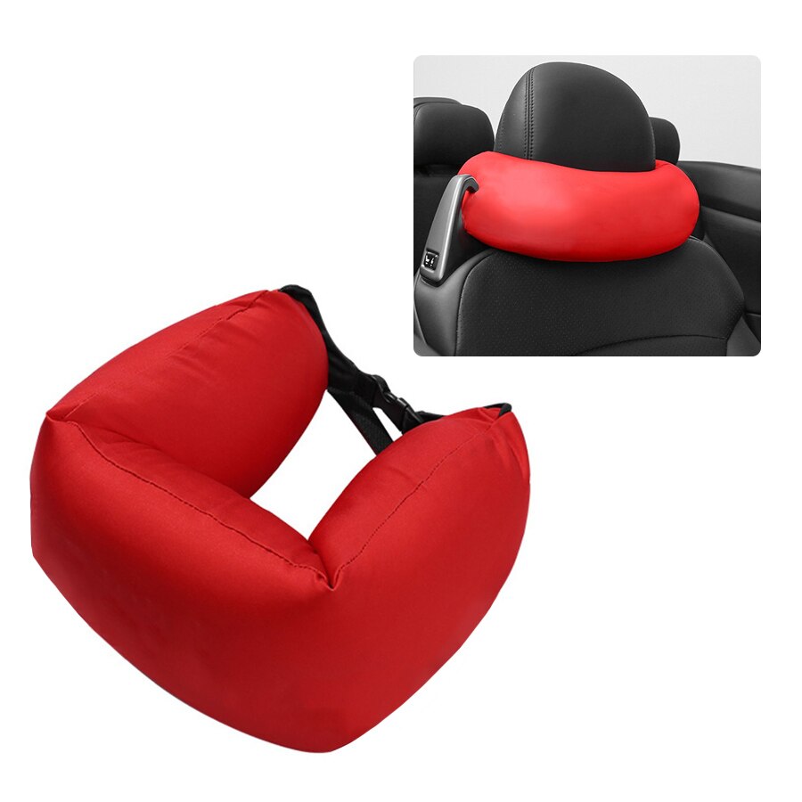 Aukee Memory Foam Auto Nek Kussen Zachte Lederen Hoofdsteun voor Rijden Thuiskantoor Zwart (1 St