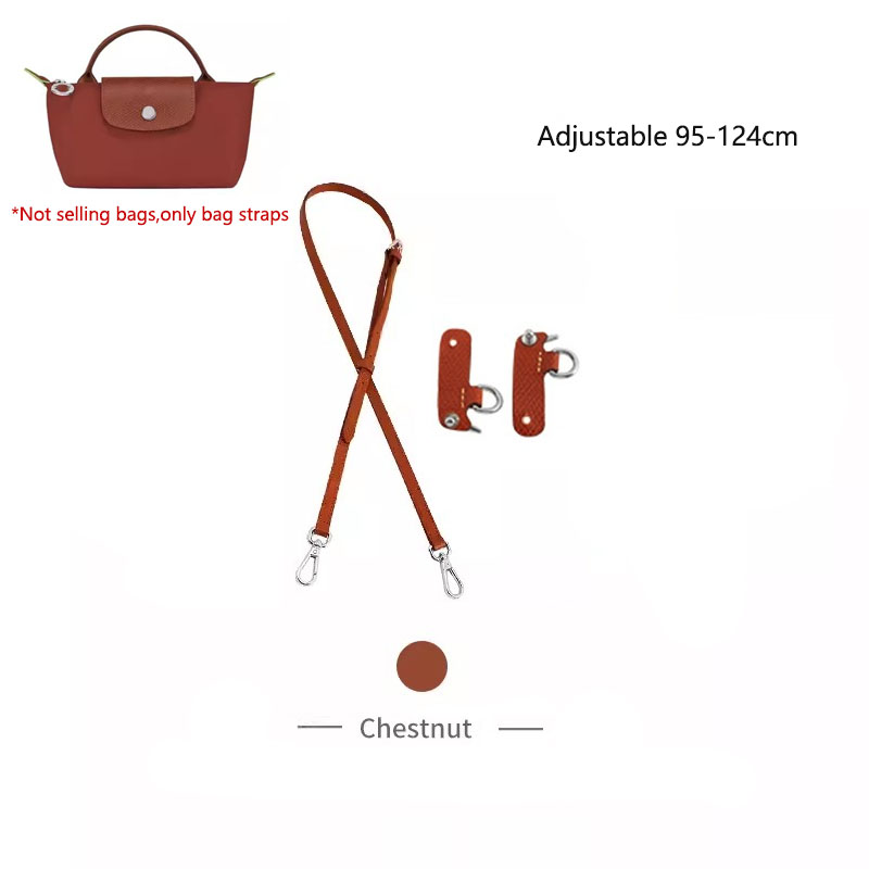 Leather Replacement Crossbody Bag Strap Fit for Longchamp mini shoulder strap without punching modification: Silver