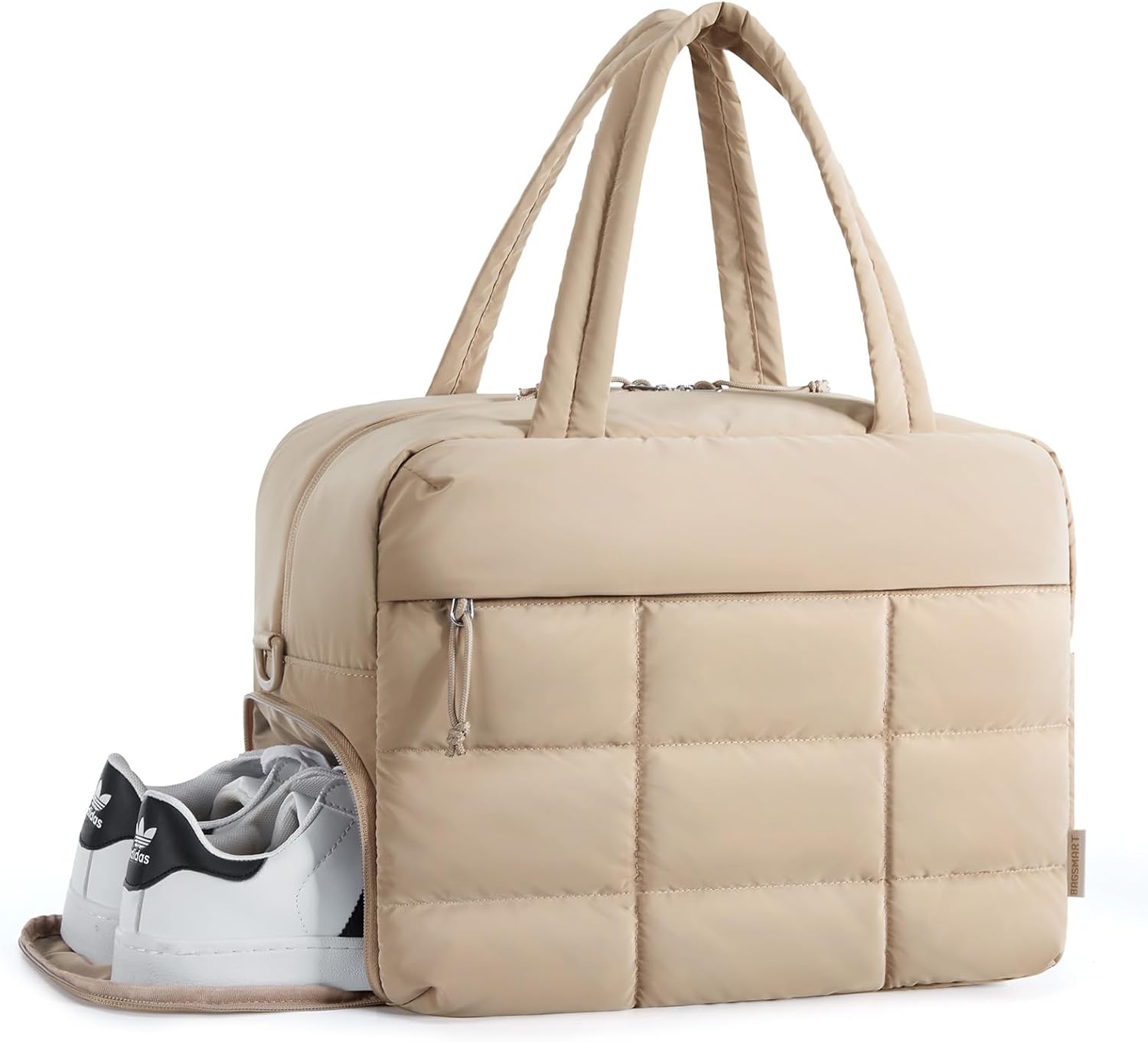 BAGSMART Reise-Seesack, kleine Sporttasche, Puffer-Tragetasche, Weekender-Taschen für Damen, zum Tragen über Nacht, persönlicher Gegenstand, Reisetasche für Reisen: Kakifarbig