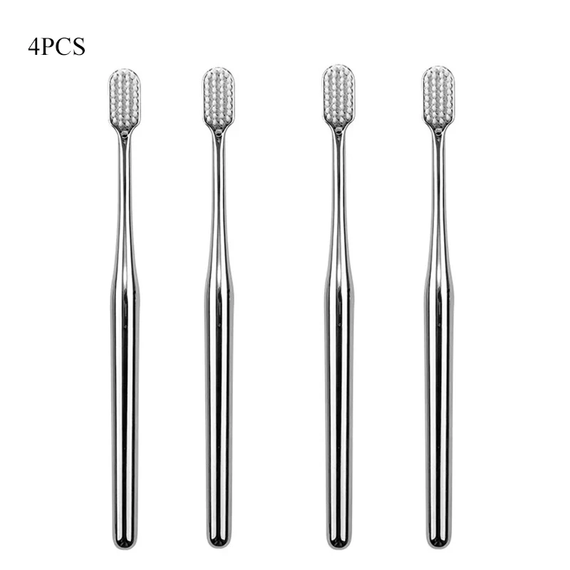 1-6 stücke Luxus Weiche Zahnbürste Männer Frauen Erwachsene Zahnbürste Gold Silber Dental Pinsel Eleganz Sanfte Zahnbürsten: YELLOW