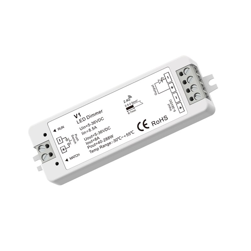 Tira dimmer led 230v 110v painel de toque, 4 zona wi-fi 2.4g rf remoto 12v único controle de tira colorida 8a, receptor sem fio: V1 receiver