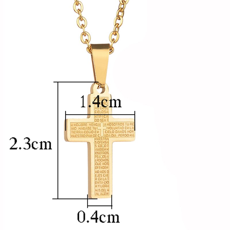 Letdiffery Edelstahl Kreuz Anhänger Halskette für Männer Frauen Einfache Kristall Gold JESUS Katholischen Schmuck: Champagne-Gold