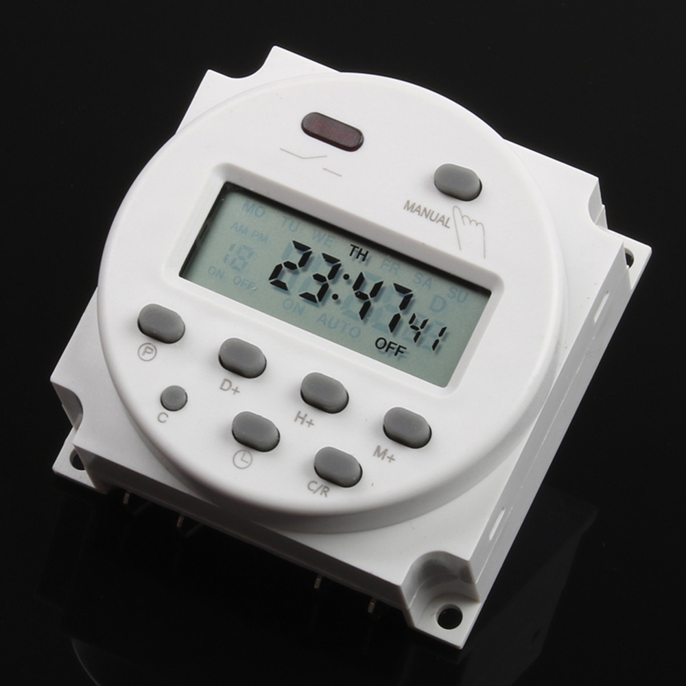 Temporizador digital programable con LCD grande, interruptor con relé con certificación UL, con función de tiempo de cuenta atrás interior, temporizador de 7 días, 1.6 pulgadas, 220V, 230V