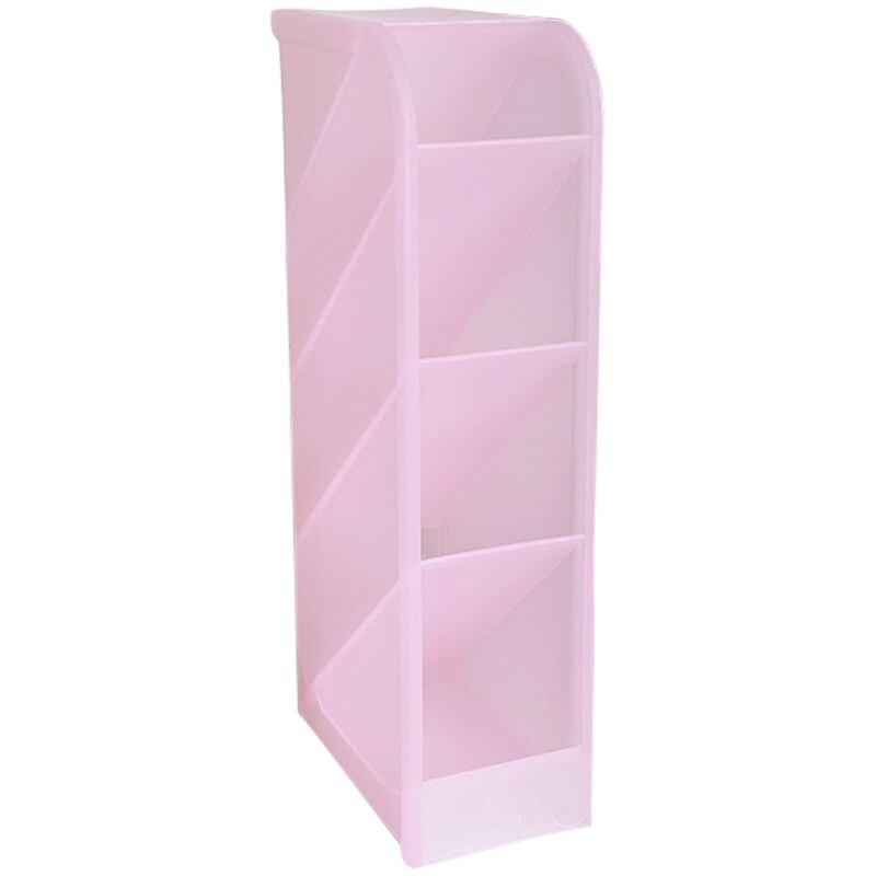 Multifunctional 4 Grid Desktop Organizer Pen Holder Makeup Storage Box School Office Accessories Stationery: Pink