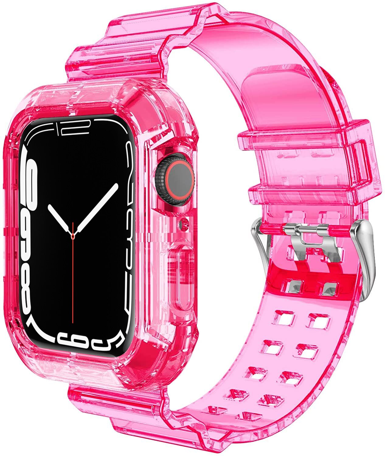 Case+Strap for Apple Watch Band 44mm 40mm 45mm 41mm 42mm 38mm Accessories Transparent Silicone Bracelet iWatch series 3 5 6 se 7