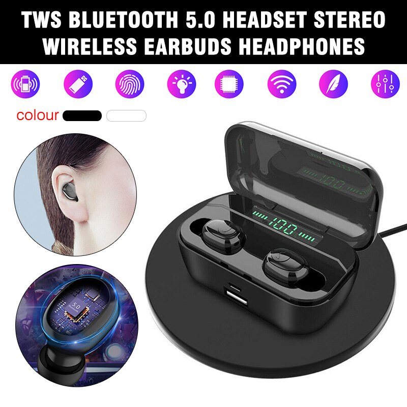 1 Paar Bluetooth-Compatibel 5.0 Headset Draadloze Koptelefoon Oordopjes Mini Stereo Draadloze Headset Hoofdtelefoon Handsfree