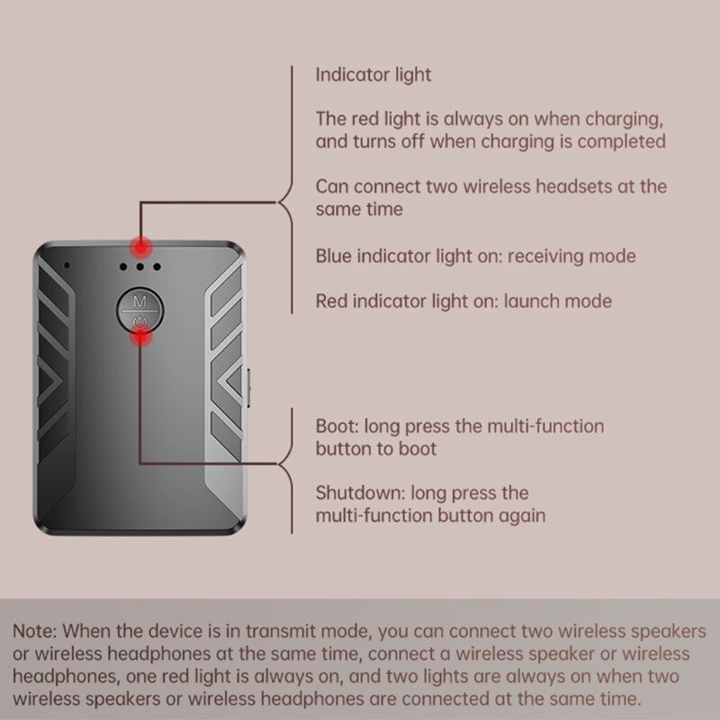 Draadloze bluetooth 5.0 zender ontvanger 2- in -1 dubbele transmissie adapter