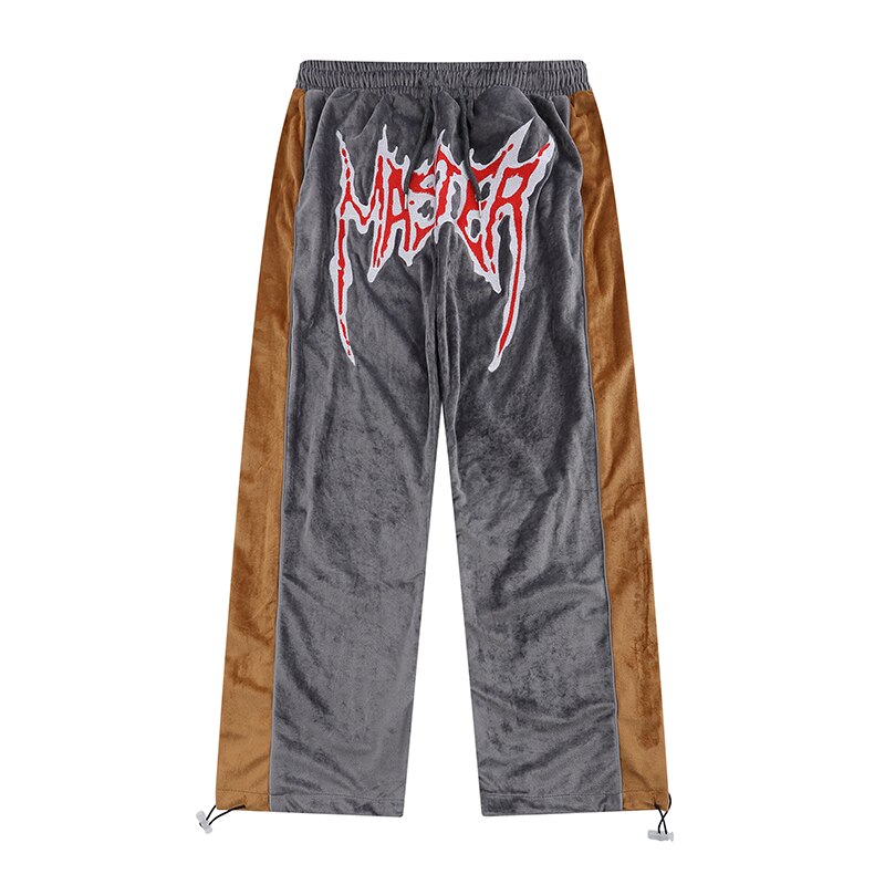 Hip Hop Color Patchwork Embroidered Letter Vibe Sweatpants Pants Mens Retro Pants Straight Oversize Trousers Mens Joggers Pants: M / Dark Grey