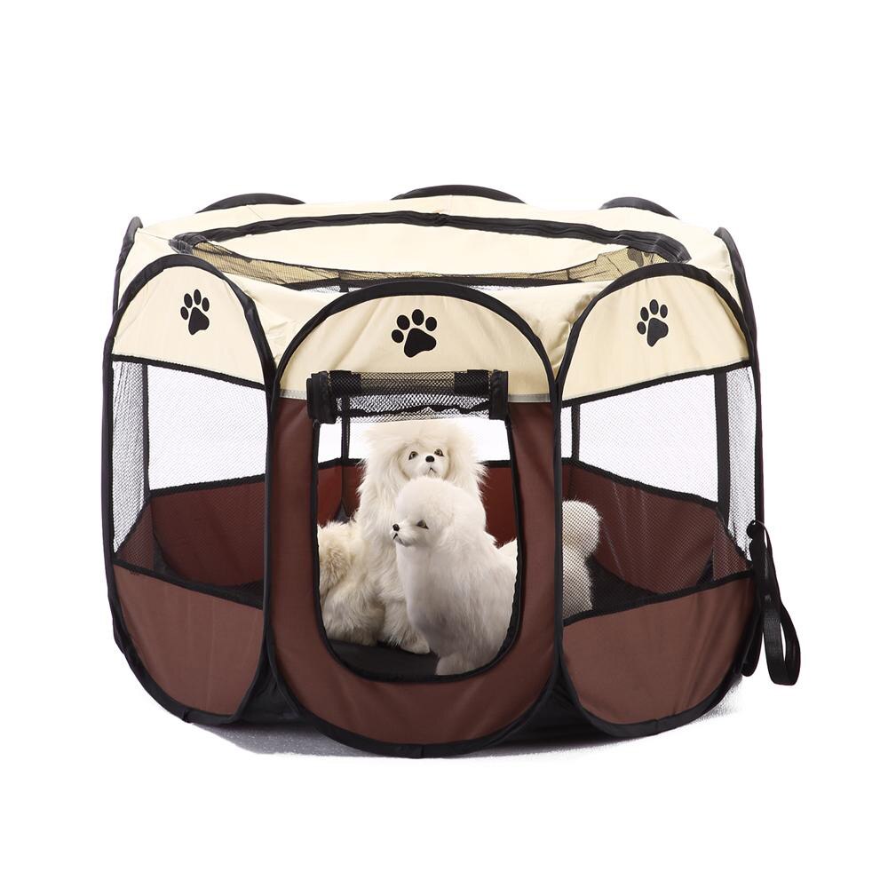 ALLSOPETS Honden- en katten, opvouwbare draagbare kooi voor honden en katten, met handtas, voor binnen en buiten, reizen en kamperen, roze, XXL