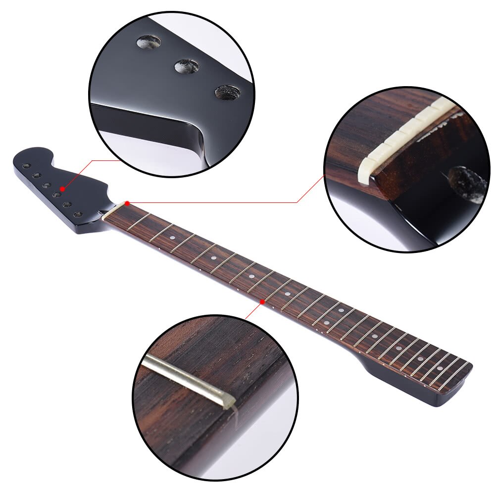 22 Frets Right-handed Replacement Maple black Guitar Neck Rosewood fingerboard for ST Electric Guitar
