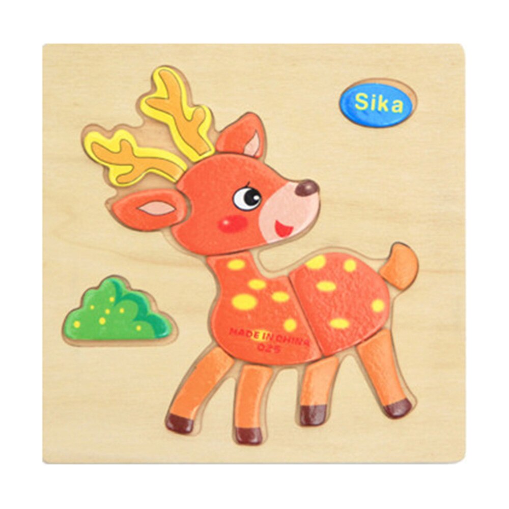 Mini Size 15*15CM Kids Toy Wood Puzzle Wooden 3D Puzzle Jigsaw for Children Baby Cartoon Animal/Traffic Puzzles Educational Toy