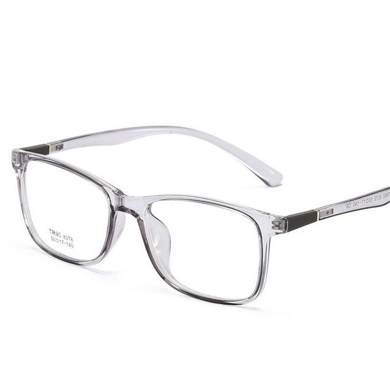 Transparent gelée couleur carré ordinateur lunettes cadre ultraléger TR90 clair miroir littéraire Prescription lunettes femmes hommes: Bright Gray