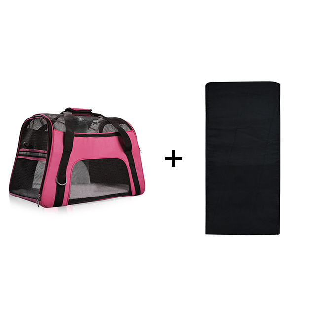 Hundväskor bärbar hundbärväska mesh ventilerande bärväskor för små hundar hopfällbara katter handväska resor husdjursväska transportväska: Rosa / S