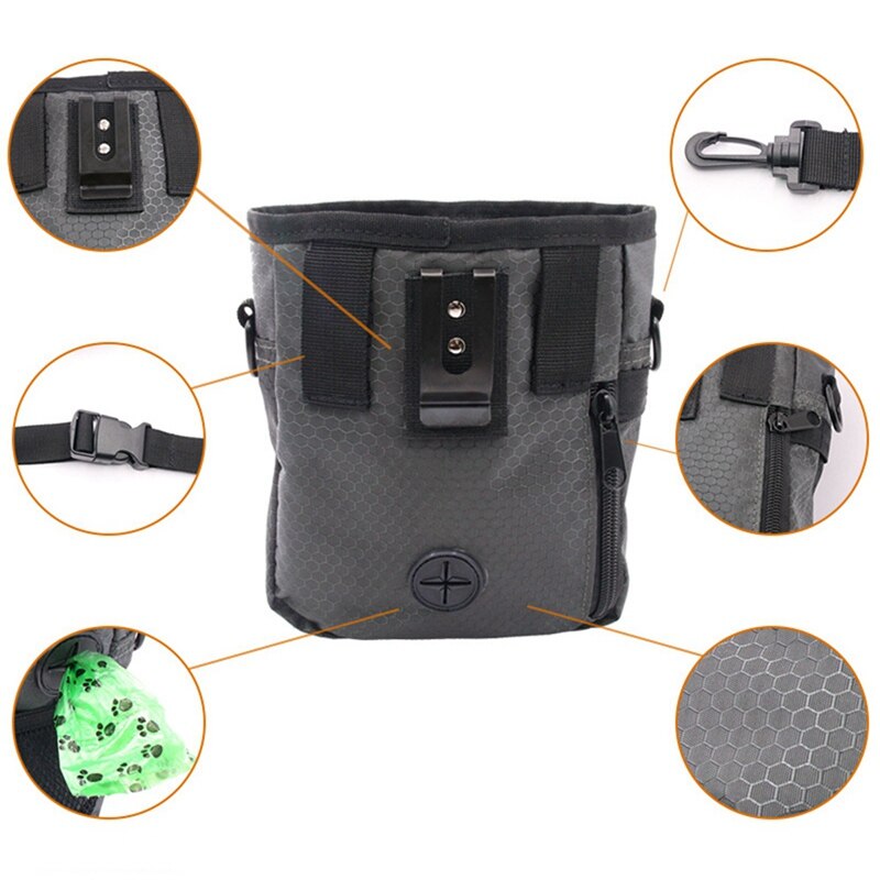 Portable Dog Snack Bag Outdoor Training Puppy Snack Reward Waist Bag Strong Wear Resistance Pouch With Poop Bag Dispenser