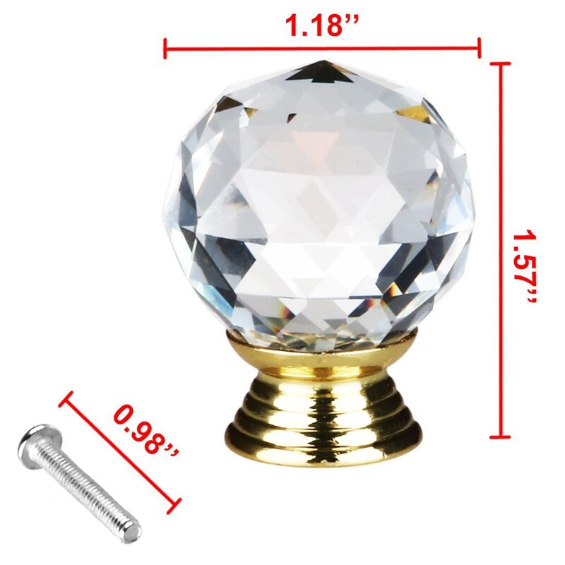 Gold 10 Stuks 30Mm Crystal Glass Cabinet Knop Lade Pull Handvat Keuken Deur Kledingkast Hardware Gebruikt Voor Kast Lade borst