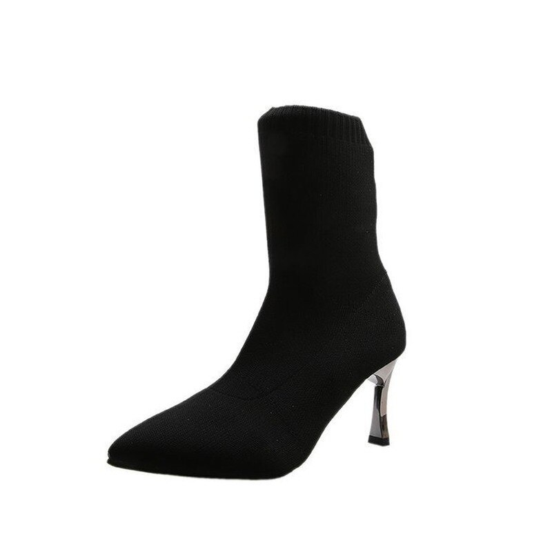 Mi-mollet bottes femmes bottes femmes chaussures à talons hauts bottes courtes troupeau Stretch chaussettes bottes automne hiver bottes: 37