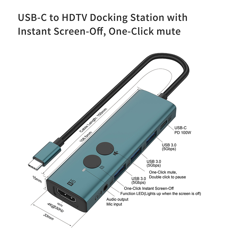 mit HDMI zu Typ C Konverter 6 Häfen USB C Hub PD 100 W Ladestation USB3.0 Disk Leser Kabel Splitter Audio- Mikro erweitern Adapter
