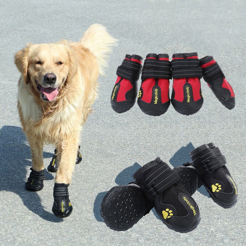 Chaussure imperméable réfléchissante pour grands chiens et veilleuse pour animaux de compagnie, bottes de pluie antidérapantes, chaussures d'extérieur à la