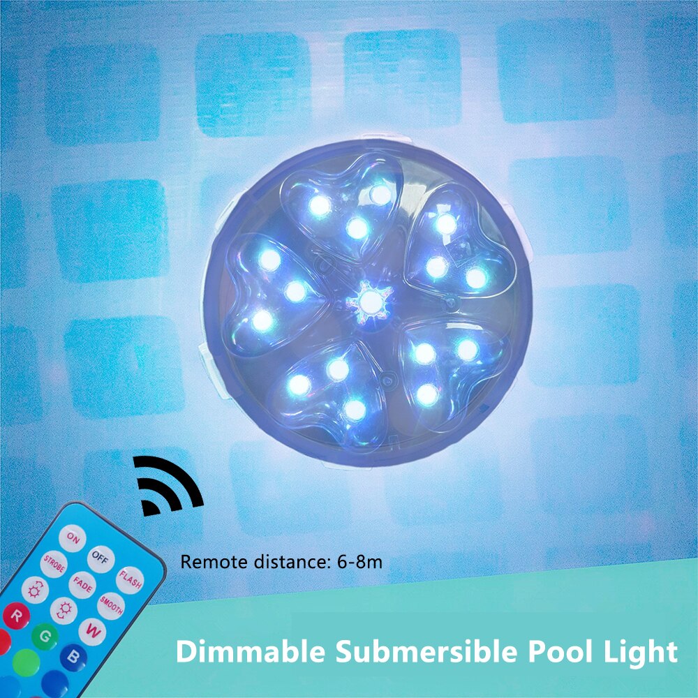 Dimmable LED RGBW Submersible Light With IR Remote Control Swimming Pool Light Underwater IP68 Tea Night Light for Pond