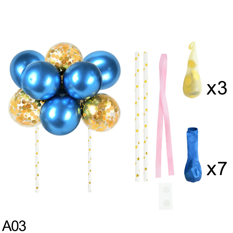10pcs 5inch Balloon Cake Insert DIY Polka Dot Sequin Cake Flags Accessories Baby Shower Wedding Birthday Party Supply: A03