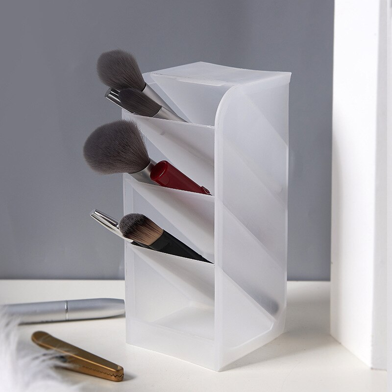 Four Grid Multifunction Storage Box Translucent Diagonal Insertion Insert Oblique Pen Holder Home Office Storage Box