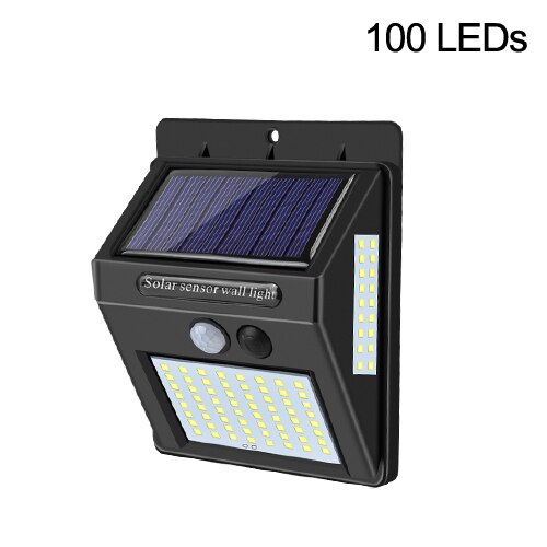 100 LEDs Solar LED Straatverlichting Outdoor Verlichting IP65 Hoge Lumen Solar LED Veranda Licht PIR Motion Sensor Pathway Muur lamp: 100 LEDs / 1 Piece