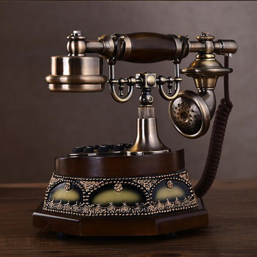 Classic European Retro Landline Telephone Button Dial Corded Telephone Home Phone Decoration with Display FSK/DTMF Caller ID