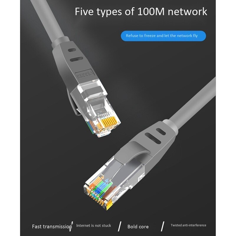 VEGGIEG RJ45 kategoria 5 podwójnie ekranowany czysty tlen miedziany kabel sieciowy 100M, ekranowanie monitorujące pozłacana głowica-20M