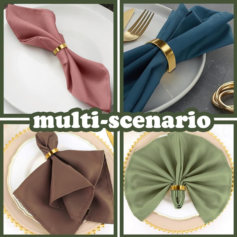 Sales】Cuff Brushed Gold Napkin Rings Holder Wedding Banquet Metallic Adornment Table Settings Glossy Serviette Buckles